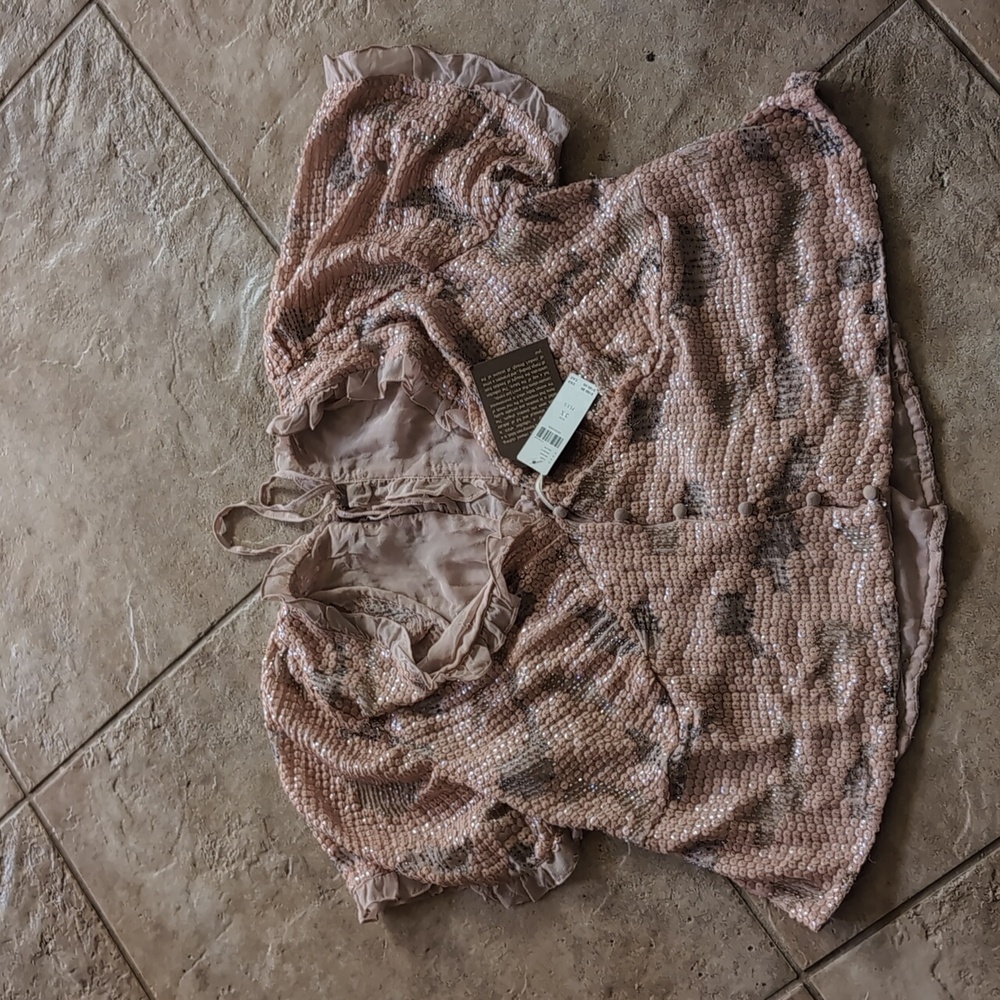 Anthropologie Pink Sequin Blouse